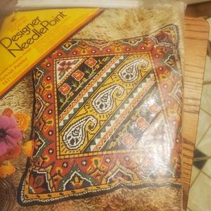 Vintage Columbia Minervo Designer Needlepoint Turkish Paisley 2571. Started